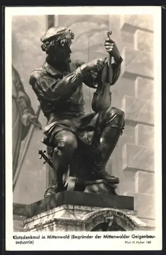 AK Mittenwald, Klotzdenkmal, Begründer der Mittenwalder Geigenbauindustrie