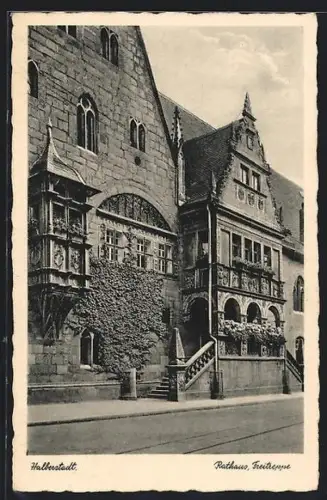 AK Halberstadt, Rathaus, Freitreppe