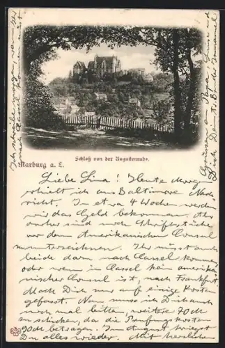 AK Marburg a. L., Schloss von der Augustenruhe