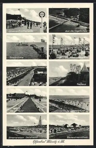 AK Müritz i. M., Strandpromenade, Seebrücke, Oststrand, Badestrand,
