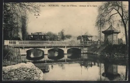 AK Bourges, Pont sur l`Yèvre, Avenue de la Gare, Strassenbahn