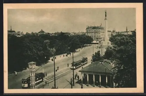 AK Riga, Strassenbahn in der Strasse