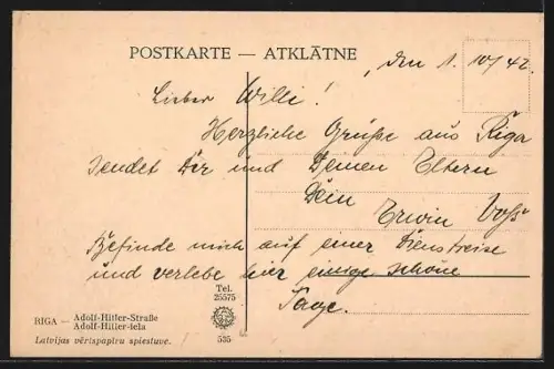 AK Riga, Strassenbahn in der Strasse