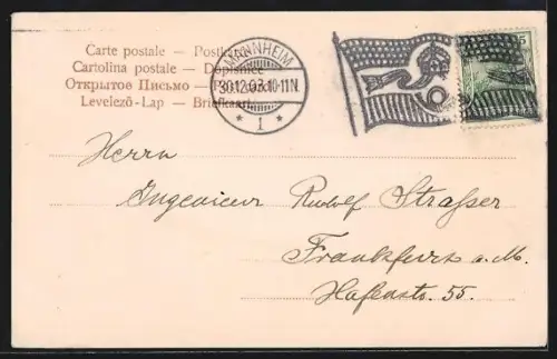 AK Mannheim, Hotel Pfälzer-Hof und Planken an der Ecke Breitestrasse mit Strassenbahn