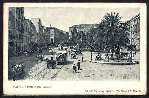 AK Napoli, Foria - Piazza Cavour, Pferdebahn