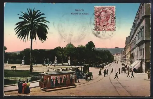 AK Napoli, Strassenbahn, Riviera di Chiaia