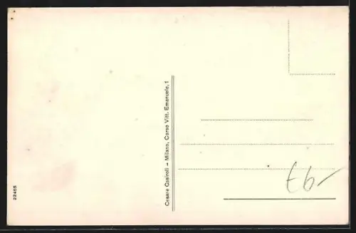 AK Milano, Via Orefici, Strassenbahn