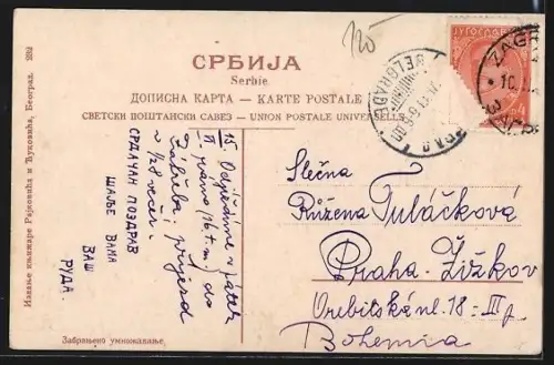 AK Belgrade, Rue de Roi Milan (Terazié), Strassenbahn