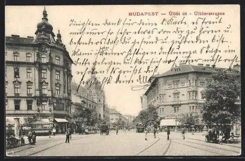 AK Budapest, Üllöerstrasse mit Strassenbahn