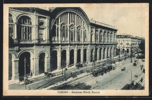 AK Torino, Stazione Porta Nuova, Strassenbahn