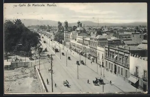 AK Mexico, Calle de Mariscala, Strassenbahn