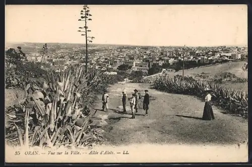 AK Oran, Vue sur la Ville, Allée d`Aloes