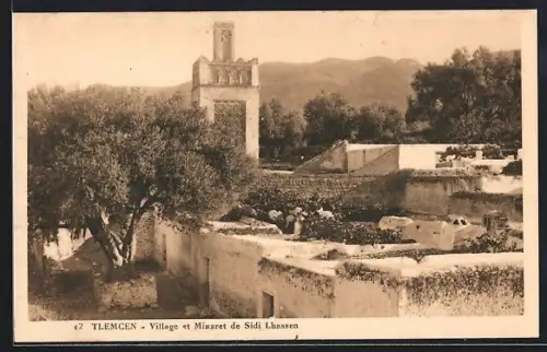 AK Tlemcen, Village et Minaret de Sidi Lhassen