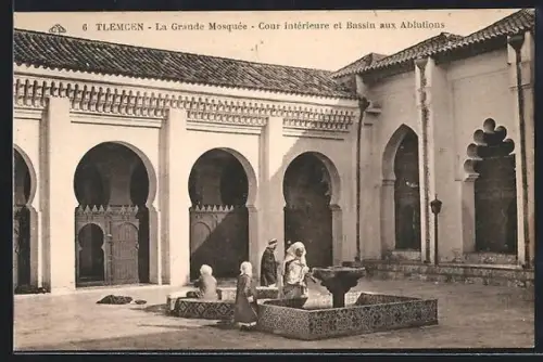 AK Tlemcen, La Grande Mosquée, Cour intérieure et Bassin aux Ablutions