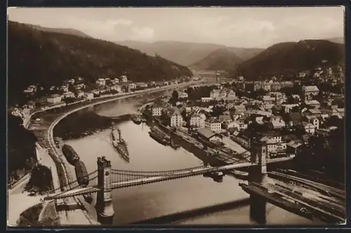 AK Tetschen a. d. Elbe, Panorama mit Obergrund
