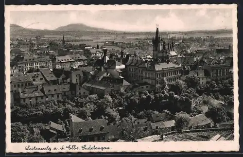 AK Leitmeritz a. d. Elbe, Panorama mit Kirche