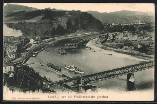 AK Aussig, Teilansicht von der Ferdinandshöhe gesehen