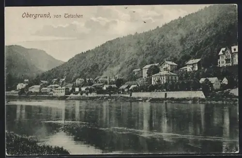 AK Obergrund, Teilansicht von Tetschen aus