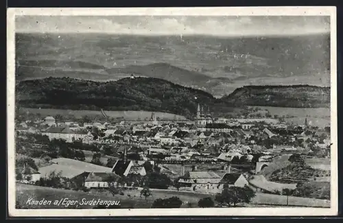 AK Kaaden a. Eger, Panorama mit Kirche