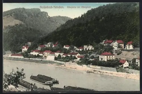 AK Bodenbach-Tetschen, Elbepartie mit Obergrund