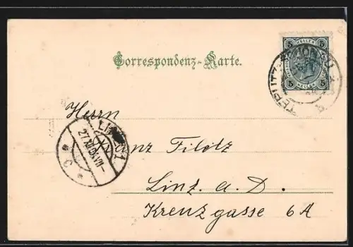 AK Teplitz, Ortspartie mit Strasse