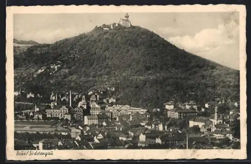 AK Brüx /Sudetengau, Panorama mit Kirche