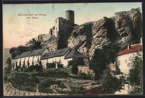 AK Schreckenstein bei Aussig, Burg von Osten
