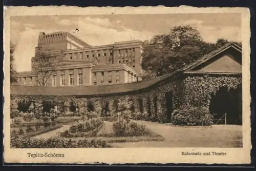 AK Teplitz-Schönau, Kolonnade und Theater