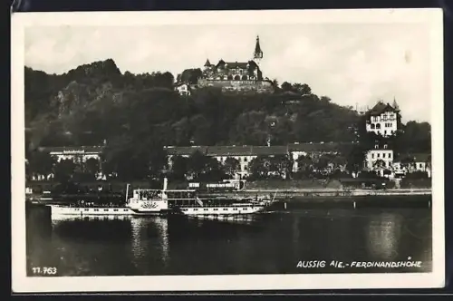 AK Aussig, Elbe-Dampfer Bastei an der Ferdinandshöhe