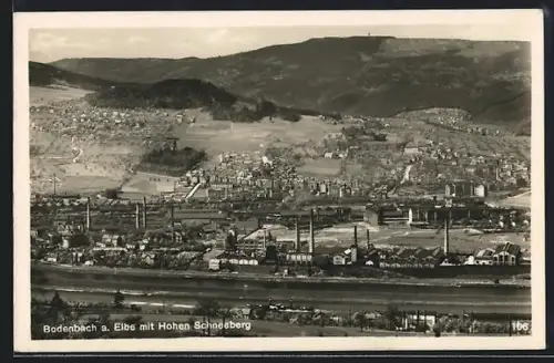 AK Bodenbach a. Elbe, Teilansicht und Hoher Schneeberg