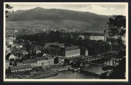 AK Tetschen a. E., Schloss und Brücke