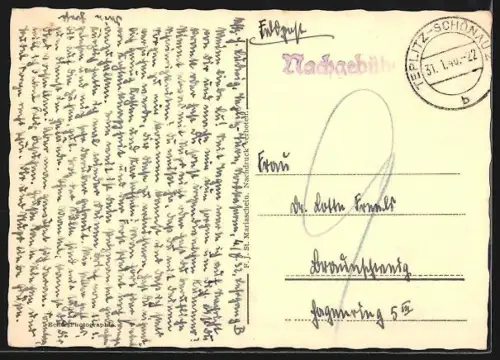 AK Bad Teplitz-Schönau, Panorama mit Kirche