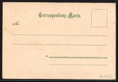 AK Bösig an der Böhm. Nord-Bahn, Blick zur Burgruine