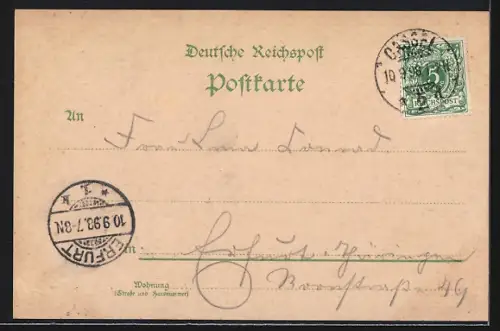 Lithographie Kassel, Postgebäude am Königsplatz, Au-Tor, St. Martinskirche