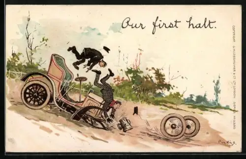 AK Autofahrer haben ihren ersten Unfall und verlieren ihre Vorderräder