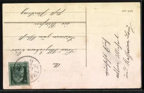 AK Aus Blüten gebildeter Zeppelin mit Kind in der Gondel