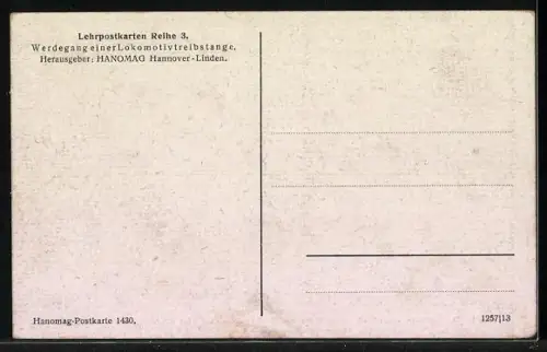 AK Eisenbahn-Fabrikarbeiter, Vorschmieden einer Treibstange unter dem 4t Dampfhammer