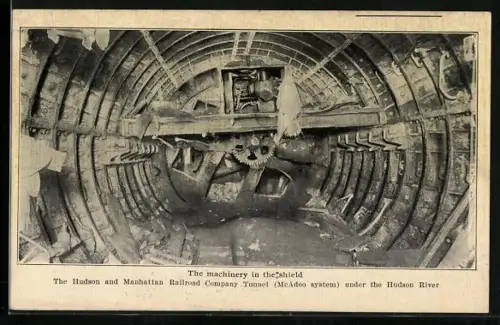 AK The machinery in the shield, Hudson and Manhattan Railroad Company Tunnel under the Hudson River, U-Bahn