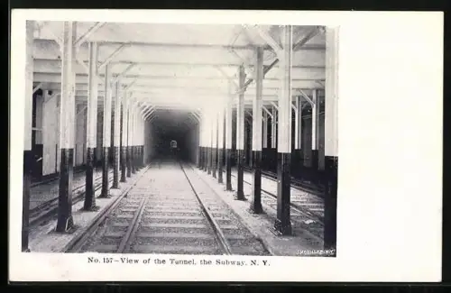 AK New York, N.Y., View of the subway tunnel, U-Bahn