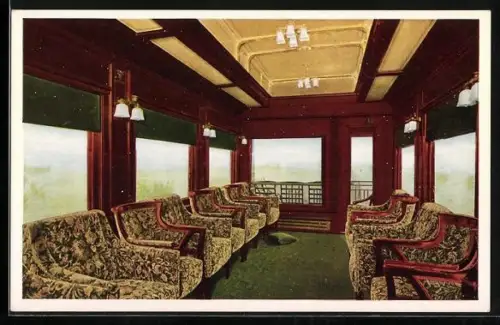 AK Obervation Parlor of the Overland Limited, train between Chicago and San Francisco, Eisenbahn