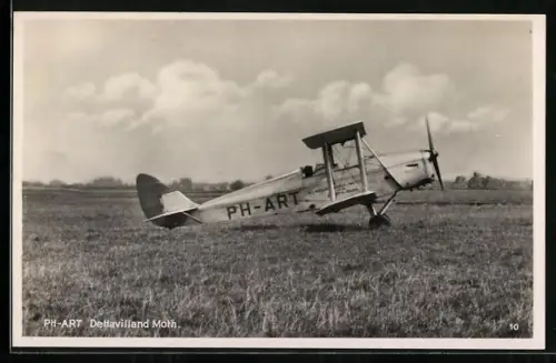 AK De Havilland Moth Doppeldecker-Flugzeug mit Gipsy III-Motor von 120 PS