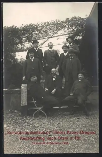 AK Stein a. Rh., Schwalbengesellschaft Hotel zur Krone, Bregenz, Kegelasuflug