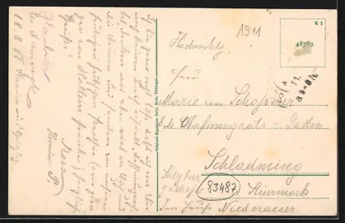 AK Schellenberg / Obb., Ortsansicht mit Kirche und Bergen