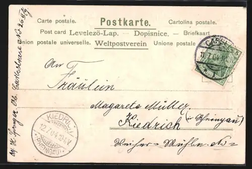 Lithographie Cassel, Fuldabrücke, Passepartout