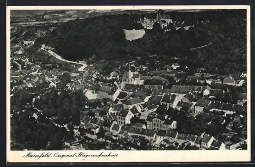 AK Mansfeld / Harz, Ortsansicht vom Flugzeug aus