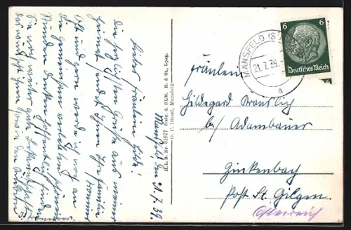 AK Mansfeld / Harz, Ortsansicht vom Flugzeug aus