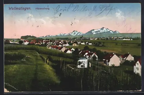 AK Wollmatingen, Fürstenberg, Ortsansicht gegen die Berge