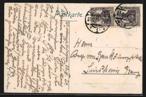 AK Wollmatingen, Fürstenberg, Ortsansicht gegen die Berge