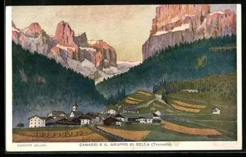 Künstler-AK Canazai, Canazai e il gruppo di Sella