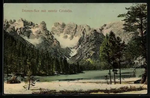 AK Cortina d’Ampezzo, Dürren-See, Ansicht des Sees mit Monte Cristallo